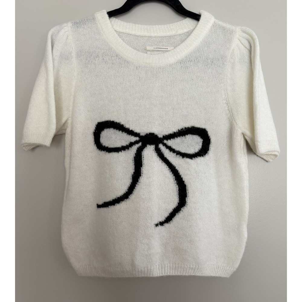 Anthropologie Mollie Short-Sleeve Printed Sweater